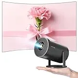 HIPPUS Mini Beamer 4K Projektor, Android Heimkino Projector Full HD 1080P, 270° Dreh Proyector Klein Kurzdistanz Heimprojektor Handy für Schlafzimmer, Tische, Decken, Schwarz