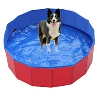 Faltbar Hundepool, Hundepool Schwimmbad für Hunde und Katzen,PVC rutschfeste Schwimmbecken ​mit Wasserablassventil für Hunde Katze, Kleine Haustiere, Kinder Badewanne (80x20cm)