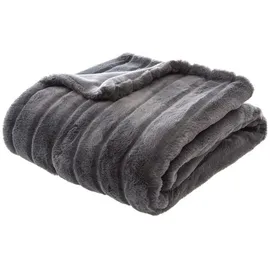 Atmosphera Créateur d'intérieur Atmosphera - Plaid Manoir Kunstpelz - dunkelgrau 180 × 230 cm Créateur d'intérieur Wohndecke in anthrazitfarben Gr.: onesize