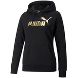 Puma Damen ESS+ Metallic Logo Hoodie FL schwarz