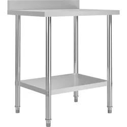 DELUKE® Edelstahl Arbeitstisch KUGO 80x60x93cm mit Aufkantung, Edelstahl Gastro-Arbeitstisch Arbeitsfläche Gastro-Küchentisch Küchen-Arbeitstisch