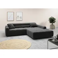 Ecksofa 3C CANDY "Denver auch mit Cord- und Easy care-Bezug, Kopfteilverstellung L-Form", grau (anthrazit), B:258cm H:68cm T:217cm, 95% Polyester, 5% Nylon, Sofas, wahlweise. mit motorischer Sitztiefenverstellung