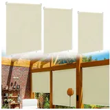 Rollo Verdunklungsrollo Außenrollo Wetterfest Rollo Sonnenschutz, AUFUN, für Fenster, Außen beige 140 cm x 140 cm