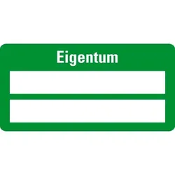 Aufkleber I Inventaretikett Eigentum, grün, Dokumentenfolie mit Spezialkleber, 50x25mm, 9/Bogen