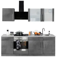 WIHO KÜCHEN Küchenzeile Cali 220 cm grau