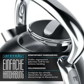 Arendo Wasserkocher Retro 1,7 l Silber