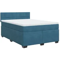 VidaXL Boxspringbett mit Matratze Blau 160x200 cm Samt