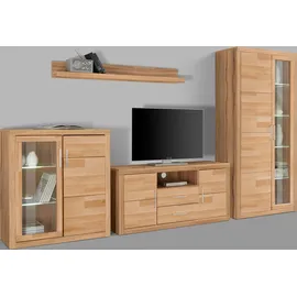 Home Affaire Wohnwand HOME AFFAIRE "Logo", beige (kernbuche teilmassiv), Holzwerkstoff Kernbuchefarben (Korpus)/ Massivholz Kernbuche (Front), Kastenmöbel-Sets, Wohnwand, teilmassives Holz, Topseller