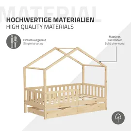 ML-Design Hausbett 80 x 160 cm Kiefer natur beige