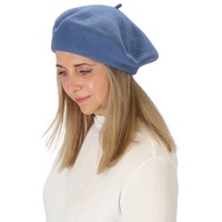 halsüberkopf Accessoires Baskenmütze Filzbaske modische Baskenmütze aus reinem Wollfilz blau