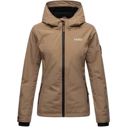 MARIKOO Damen Sportliche Outdoorjacke Übergangs Regenjacke mit Kapuze Brombeere