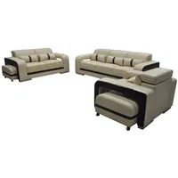 JVmoebel Polstergarnitur Leder Couchgarnitur 3 teiliges Set Moderne Sitzmöbel Neu, (3+2+1 Sitzer), Made in Europa beige|schwarz