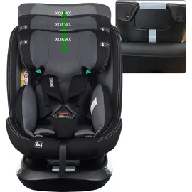 XOMAX G409 IOT Kindersitz drehbar 360°, ISOFIX I mitwachsend I 0-36 kg, 0-12 Jahre, Gruppe 0+/1/2/3, 5-Punkt-Gurt, 3-Punkt-Gurt I Bezug waschbar I ECE R129 I Black-Darkgrey