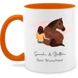 Tasse Tassen 325ml - Pferd - Pferdemädchen Namen - Pferde Mädchen Geschenk - 325 ml - Orange - für reiterin gemalten personalisierte name reiter sachen und person mensch text reitersachen kind