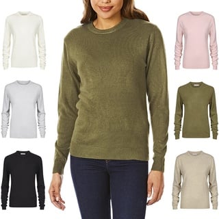 Light & Shade Damen Cashmilon Soft Touch Strickpullover mit Rundhalsausschnitt, Khaki, XL