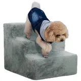 AIMAX Haustiertreppe Hundetreppe 3 Stufen rutschfest für Sofa & Bett grau grau