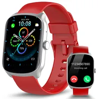 STECEi Smartwatch Herren Damen, 1.95" Fitnessuhr mit Telefonfunktion, Smart Watch 100+ Sportmodi, IP68 Wasserdicht, Fitness Tracker mit Schrittzähler, Pulsmesser und Schlafmonitor Rot
