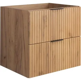 Rodan | Waschbeckunterschrank 60cm | Braun matt - Eiche | B/H/T 60/57/46cm | 2 Softclose-Schubladen | Badezimmerschränke, Badmöbel, Unterschränke - Braun