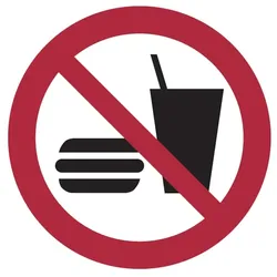 Verbotsschild, Essen und Trinken verboten P022 - ASR A1.3 (DIN EN ISO 7010) - 200 mm Folie selbstklebend