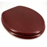 WC Sitz Klobrille Mahagoni mit Holzkern und messingverchromten Scharnieren