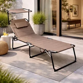 Mojawo XXL Gartenliege Taupe mit Dach