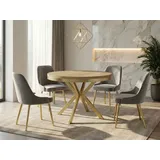 WFL GROUP Esstisch Dina (erhältlich in 3 Größen – 90/100/120 cm ausziehbar auf 170/180/200 cm), platzsparender Tisch in Holzoptik für Küche, Esszimmer oder Wohnzimmer braun 100 cm x 76 cm x 100 cm