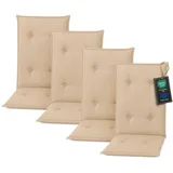 Pillows24 - Hochlehner Auflagen 4er Set - 120x50cm – 8cm Dick - Premium-Material 200gsm, UV- & Wasserabweisend | Gesteppte Sitzauflagen Hochlehner | Gartenstuhlauflagen für Gartenmöbel | Cappuccino