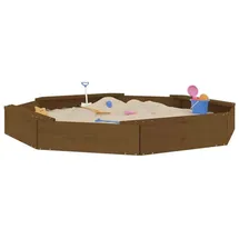 vidaXL Sandkasten mit Sitzen Honigbraun Achteck Massivholz Kiefer
