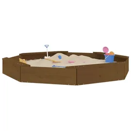 vidaXL Sandkasten mit Sitzen Honigbraun Achteck Massivholz Kiefer