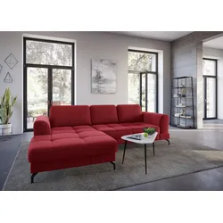 Ecksofa SIT & MORE "Bendigo L-Form", rot, B:284cm H:84cm T:175cm, Sofas, inklusive Sitztiefenverstellung, Bodenfreiheit 12 cm, in 2 Fußfarben