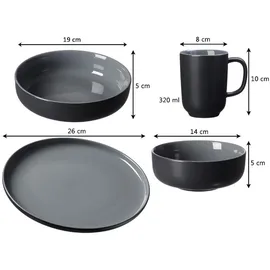 Ritzenhoff & Breker Jasper XXL Kombiservice 32-tlg. grau/schwarz