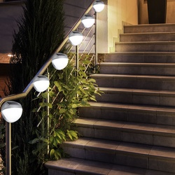 6er Set LED Solar Außen Garten Lampen Zaun Leuchten IP44 Beleuchtungen rund