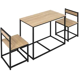 Homcom Esstisch mit 2 Stühlen, 3er-Set Essgruppe, Küchentisch-Set für 2 Personen, Esszimmergruppe für kleine Räume, Küche, Wohnzimmer, Eiche