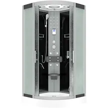 AcquaVapore D58-03M0 Komplettdusche mit Schiebetür 80 x 80 cm Schwarz Sicherheitsglas D58-03M0-EC