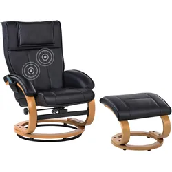 Massagestuhl MAJESTIC mit Fußstütze Kunstleder Schwarz