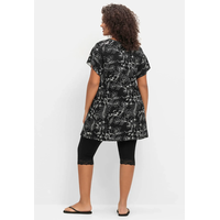 Hausanzug SHEEGO, Damen, Gr. 46, schwarz-weiß (schwarz, weiß), 95% Viskose, 5% Elasthan, Homewear-Sets Hausanzug
