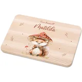 Bärenfreunde - Individuelles Holzbrett mit hochwertigem Spezial-Druck für Kinder - Personalisiertes Frühstücksbrettchen Schulanfang - Gamer Geschenk Motiv-Brettchen mit Namen (Fuchs Pilz)