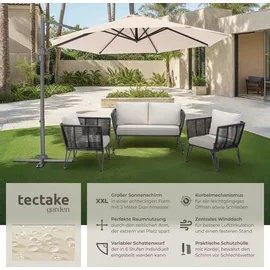 Tectake Ampelschirm Ø 300 cm Beige inkl. Schutzhülle und Fußpedal