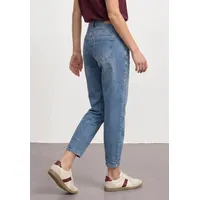 STREET ONE High Waist Barrel Leg Jeans, im Loose Fit Medium Blue random wash), 33 - 33W / 28L