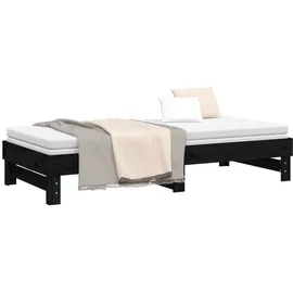 vidaXL Tagesbett Ausziehbar Schwarz 2x(80x200) cm Massivholz Kiefer