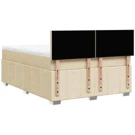 vidaXL Boxspringbett mit Matratze Creme 140x190 cm Stoff - Creme