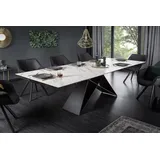riess-ambiente Esstisch PROMETHEUS 180-220-260cm weiß – Keramik made in Italy, Marmor-Design (Einzelartikel, 1-St), 3-stufig ausziehbar & Metall-Gestell – ideal für bis zu 12 Personen weiß