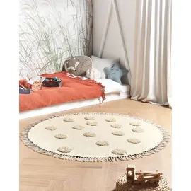 Beliani Kinderteppich Beige ø 140 cm Baumwolle