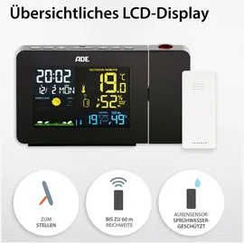 ADE Wetterstation mit Projektion Schwarz WS1911