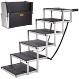 ONVAYA Hunderampe Hundetreppe faltbar, 5 Stufen, 6 Stufen, Hunderampe, Aluminium, faltbare Hundetreppe schwarz