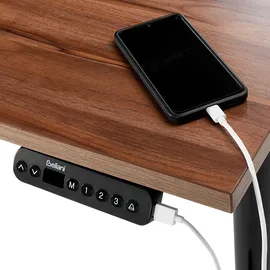 Beliani Schreibtisch DESTINES in Grau/Schwarz | Schwarz Melamin 160x72cm Elektrisch Höhenverstellbar Rechteckig mit USB Metallgestell Modern Büro Steh-sitz-tisch Stehtisch