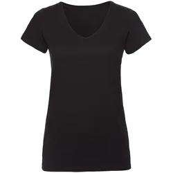 Russell Ladies V-Neck HD T Damen V-Ausschnitt T-Shirt extra langer Schnitt R-166F-0, black, S
