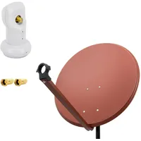 PremiumX Satelliten-Komplettanlage 80cm Satellitenschüssel Ziegelrot TV Satellitenantenne SAT Single
