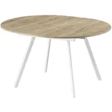 B&D home Esstisch Eiche San Remo, Weiß, Rund, 120x76x120 cm, Esszimmer, Tische, Esstische
