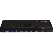 FeinTech VSP01401 HDMI 2.0 Splitter 1 auf 4 Verteiler Ultra-HD 4K@60Hz YUV 4:4:4 HDR HDCP 2.2 EDID 18 Gbps